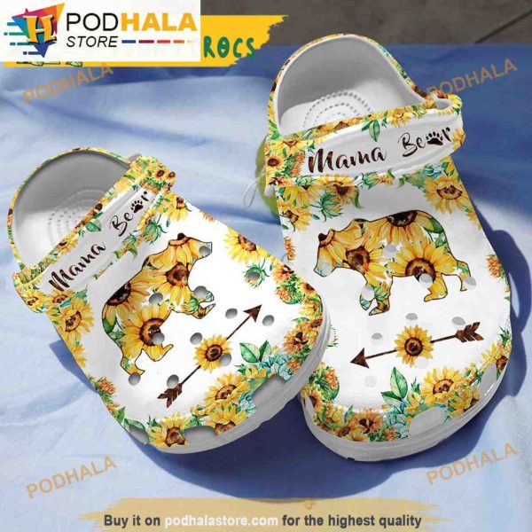 Mama Bear Sunflower Gifts 3D Funny Crocs