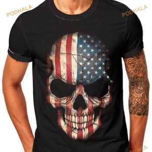 Man 3D Shirt Skull 3D Printing Shirt, Short Sleeve Blouse Tops