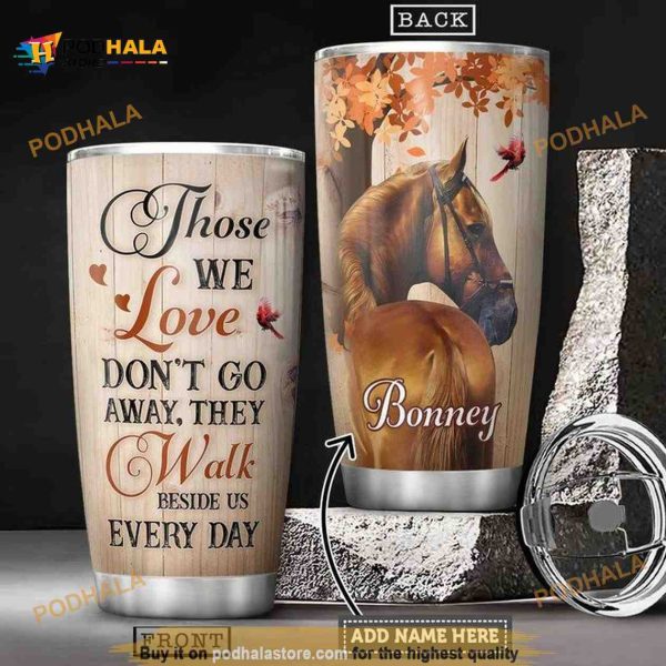 Maple Leaves Horse Cardinals Personalized Coffee Tumbler, Funny Tumbler