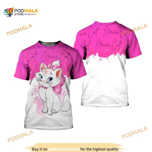 Marie Cat Watercolor Glitter Graphics Cartoon Outfits All Over Print 3D Shirt