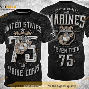 Marines Crop 1775 Distressed Vintage 3D All Over Print Shirt