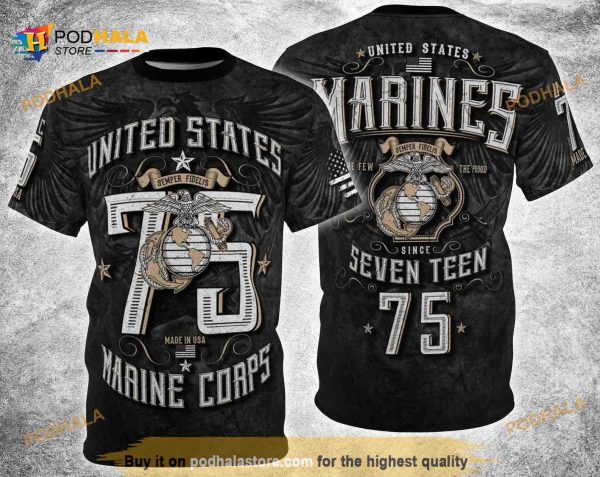 Marines Crop 1775 Distressed Vintage 3D All Over Print Shirt