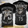 Marines Crop 1775 Distressed Vintage 3D Shirt All Over Print