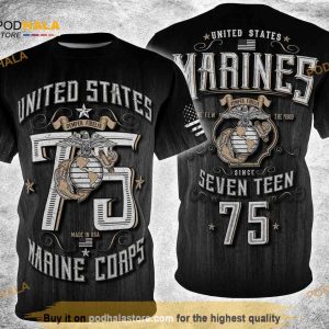 Marines Crop 1775 Distressed Vintage 3D Shirt All Over Print