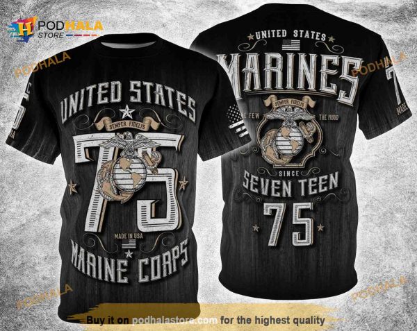 Marines Crop 1775 Distressed Vintage 3D Shirt All Over Print