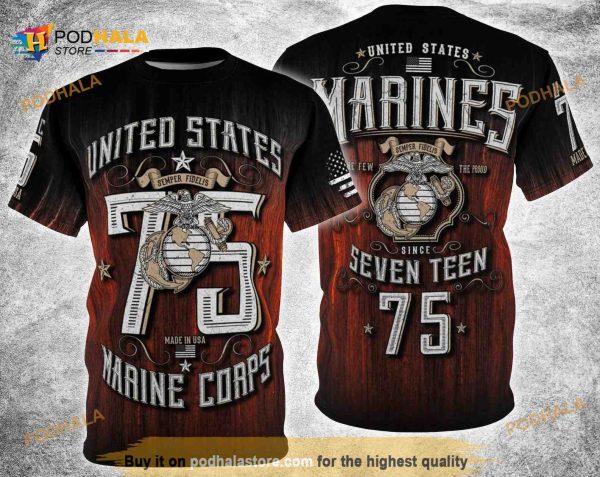Marines Crop 1775 Distressed Vintage All Over Print 3D Shirt For Women Men