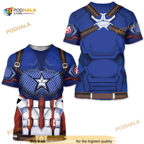 Marvel Captain America Costume Disney Graphics Cartoon Outfits 3D Shirt