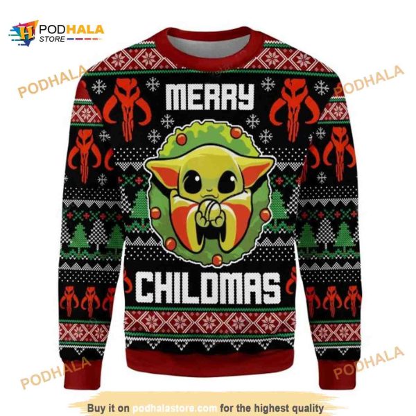 Merry Chilmas Cute Baby Yoda Xmas Wool Ugly Sweater