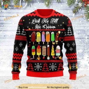 Merry Christmas Lick Me Till Ice Cream Ugly Xmas Wool Sweater