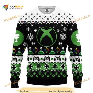 Merry Xmas Xbox 360 Symbol Ugly Christmas Sweater
