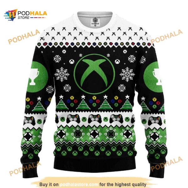 Merry Xmas Xbox 360 Symbol Ugly Christmas Sweater