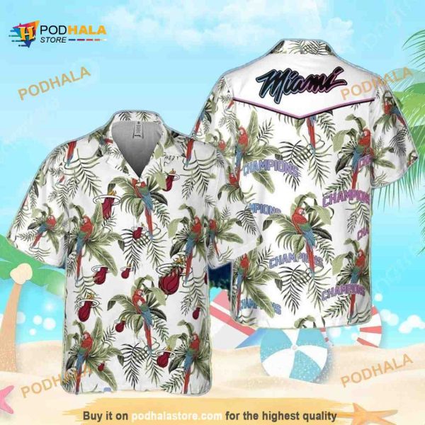 Miami Heat NBA Hawaiian Shirt, Tropical And Basketball Champions Pattern Aloha Shirt