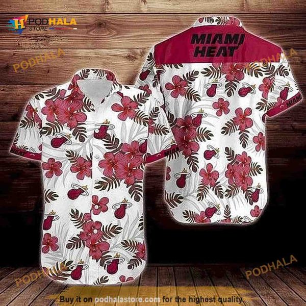Miami Heat NBA Hawaiian Shirt, Tropical Flower Birthday Gift For Beach Lovers