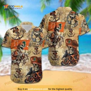 Miami Hurricanes Hawaiian Shirt Hibiscus Flower Beach Gift For Football  Coach –