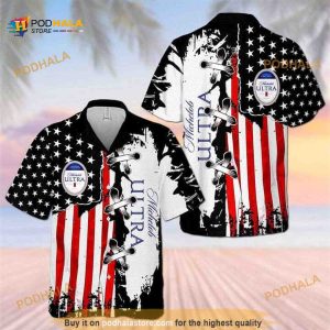 Michelob Ultra Beer Funny Hawaiian Shirt, American Flag Aloha Shirt