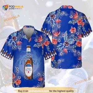 Michelob Ultra Beer Funny Hawaiian Shirt, Tropical Flower Pattern Aloha Shirt