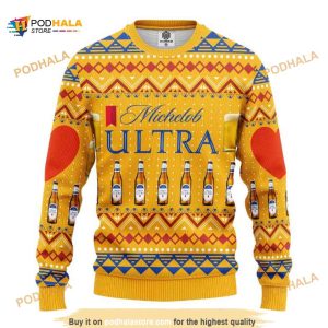 Michelob Ultra Beer Merry Xmas Ugly Christmas Wool Sweater