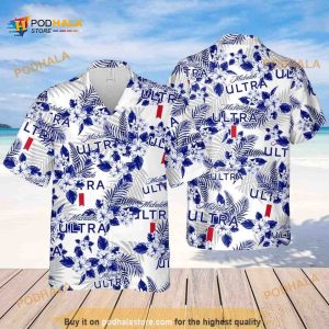 Michelob Ultra Funny Hawaiian Shirt, Hibiscus Pattern Gift For Beach Lovers