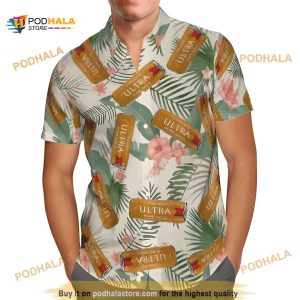 Michelob Ultra Pure Gold Funny Hawaiian Shirt, Tropical Flower Hawaii Aloha Shirt