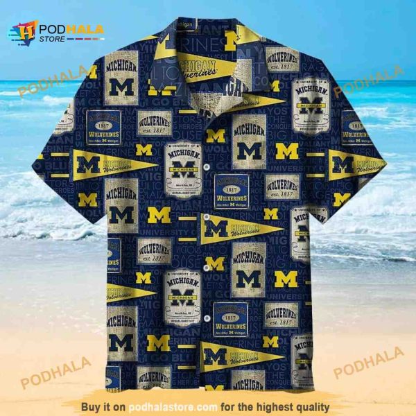 Michigan Wolverines Funny Hawaiian Shirt, Beach Gift For College Football Fans