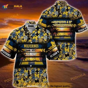 Michigan Wolverines Funny Hawaiian Shirt, Came All Day Flora Pattern Beach Gift