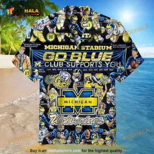 Michigan Wolverines Funny Hawaiian Shirt, Michigan Stadium Go Blue Club Supports You Aloha Shirt