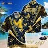 Michigan Wolverines Funny Hawaiian Shirt, Tropical Flower Pattern Summer Beach Gift