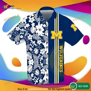 Michigan Wolverines Funny Hawaiian Shirt, Tropical Flower Pattern Trendy Summer Gift