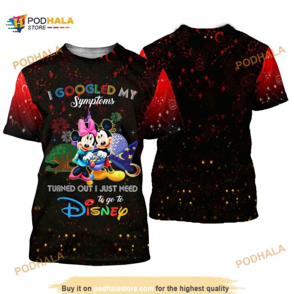 Mickey Minnie Mouse Quotes Red Black Pattern Disney Cartoon 3D Shirt