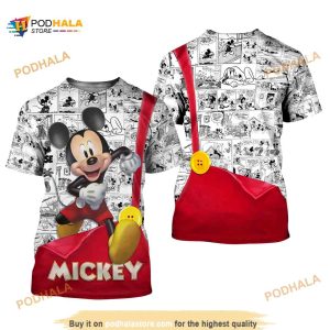 Mickey Mouse Button Overalls Disney Cartoon 3D Shirt