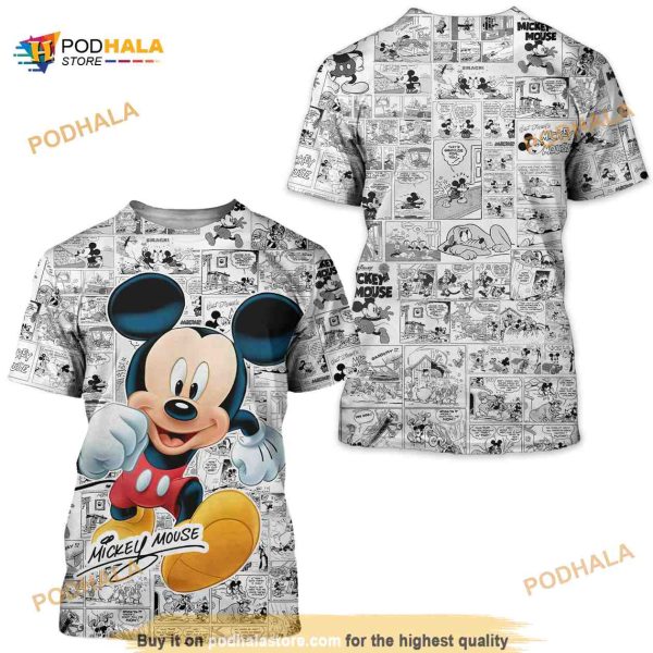 Mickey Mouse Comic Pattern Disney Cartoon Casual 3D Shirt