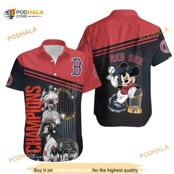 Mickey Mouse Disney Hawaiian Shirt Boston Red Sox Champions