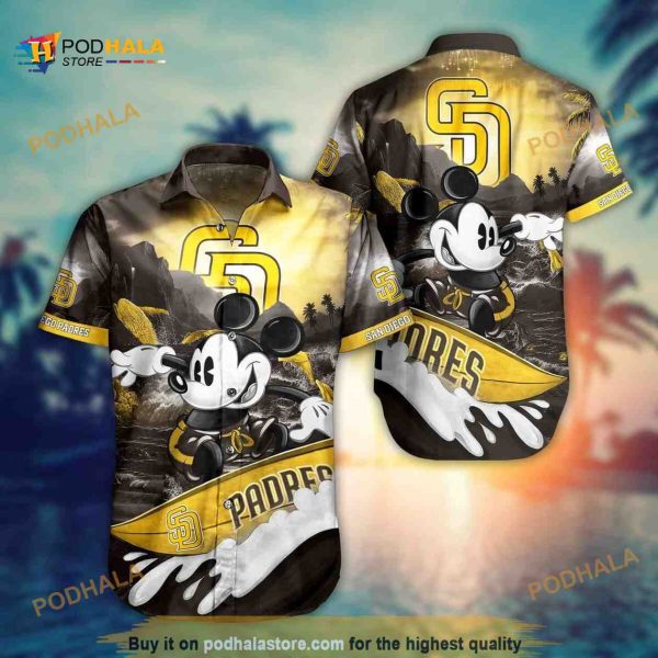 Mickey Mouse Disney Hawaiian Shirt Loves MLB San Diego Padres