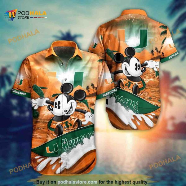 Mickey Mouse Disney Hawaiian Shirt Miami Hurricanes Practical Beach Gift