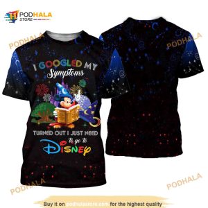 Mickey Mouse Fantasia Quotes Blue Pattern Disney Cartoon Casual 3D Shirt