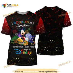 Mickey Mouse Quotes Red Black Pattern Disney Cartoon Casual 3D Shirt