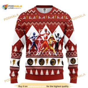 Mighty Morphin Power Rangers Ugly Christmas Wool Sweater