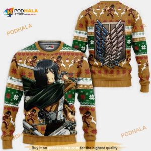 Mikasa Ackerman Anime Attack On Titan Xmas Ugly Christmas Sweater
