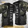 Military Camouflage Skull Distressed Metal Background Vintage All Over Print 3D Shirt