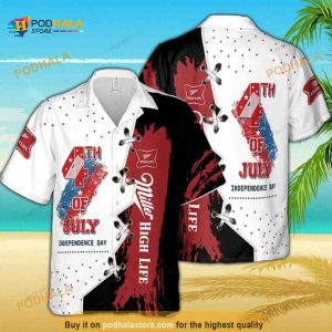 Miller High Life Funny Hawaiian Shirt, 4th Of July Independence Day Aloha Shirt