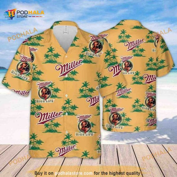 Miller High Life Funny Hawaiian Shirt, Island Pattern Beer Lovers Gift