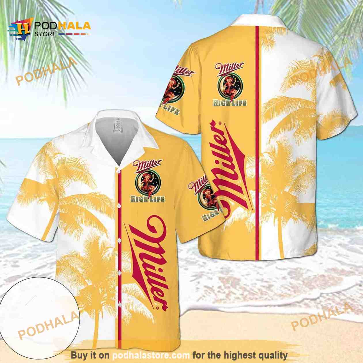 Cool Girl In The Moon Miller High Life Funny Hawaiian Shirt