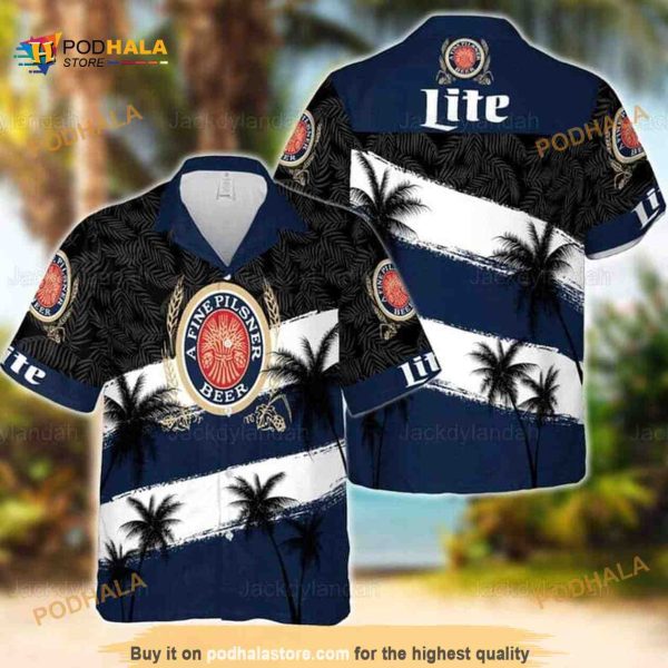 Miller Lite Beer Hawaiian Shirt, Coconut Tree Best Beach Gift