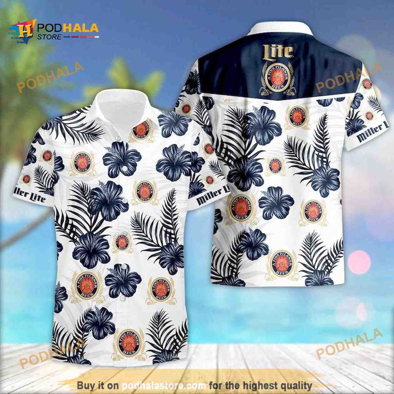 Miller Lite Hawaiian Hibiscus Flower Pattern,Tropical Beach Shirt, Hawaiian  Flower Shirt, Hawaiian Beer Shirt - Trendy Aloha