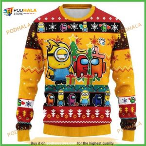 Minion and Among US Ugly Sweater, Merry Christmas Gift
