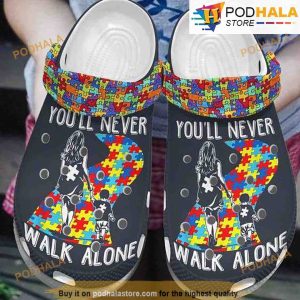 Mom And Son You Ll Never Walk Alone Autism Puzzle Pieces 3D Funny Crocs