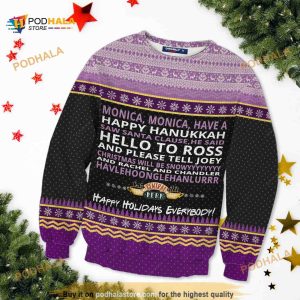 Monica Friends Happy Hanukkah Holidays Ugly Xmas Sweater
