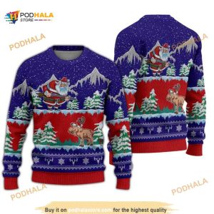 Moose Hunter Santa Xmas Ugly Wool Sweater