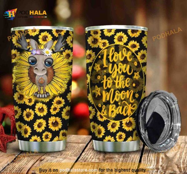 Mosse I Love You To The Moon Black Sunflower Coffee Tumbler