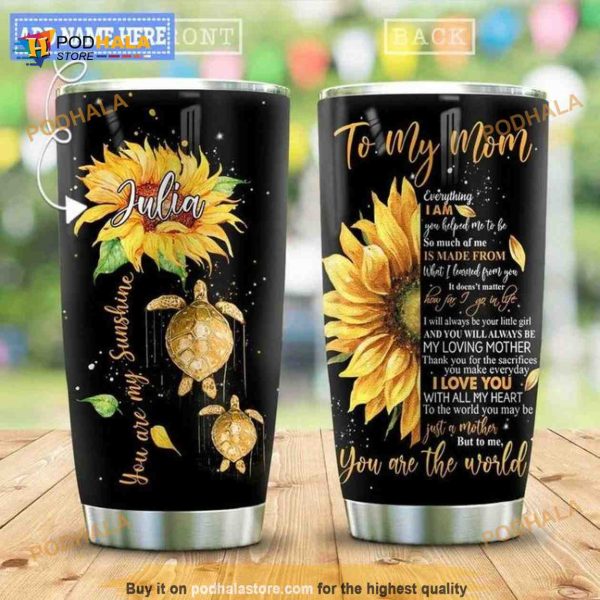 Mother Turtle Sunflower Personalized Coffee Tumbler